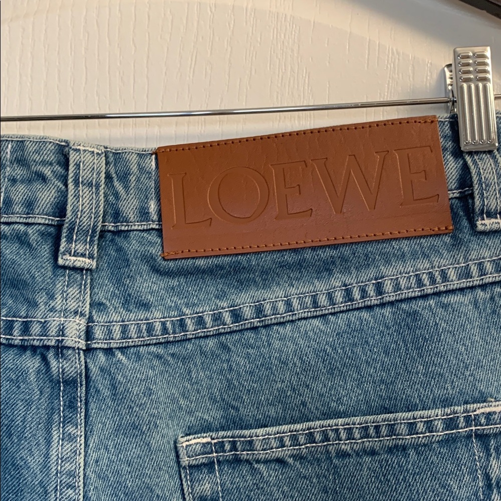 LOEWE Blue Denim Women’s Jeans with Embroidered Cuffs - Picture 8 of 16